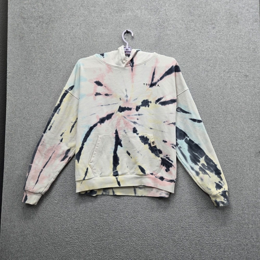 Youngla Men Hoodie M Multicolor Tie Dye Rhythms Graphic Pullover